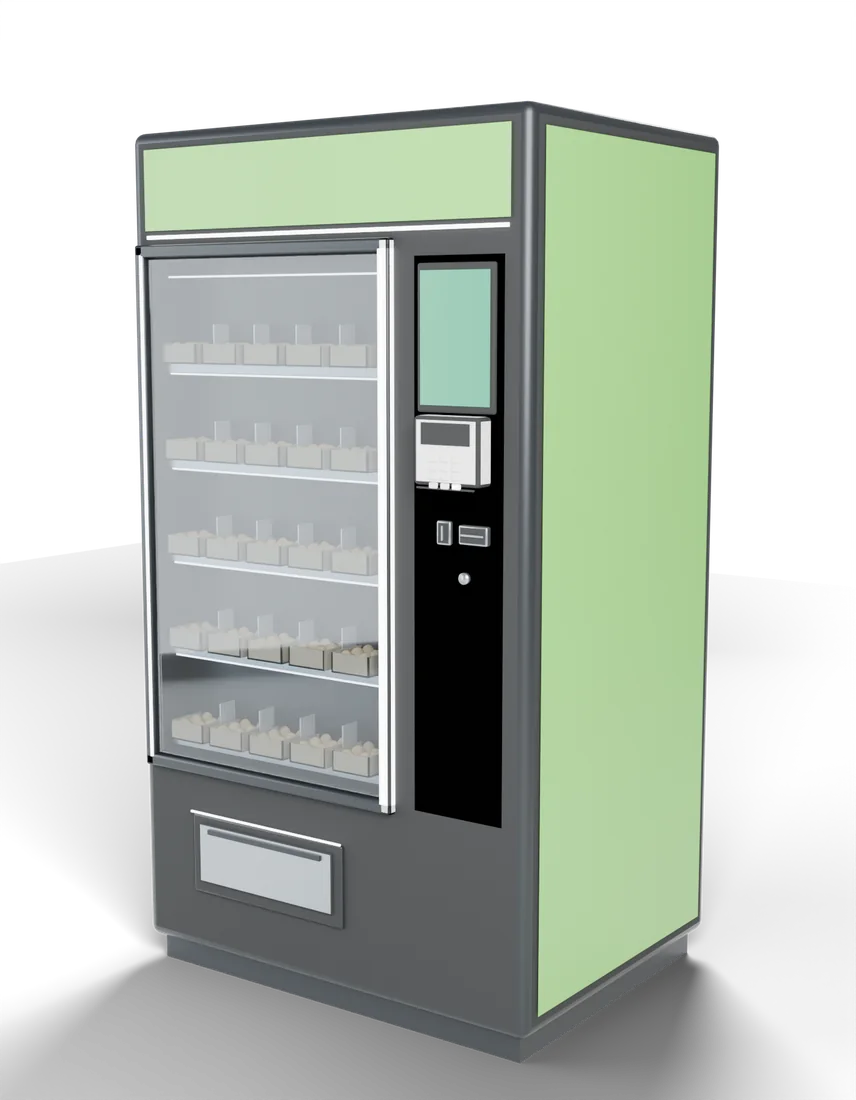 Automat Almun na vajcia, výťahový, s piatimi policami